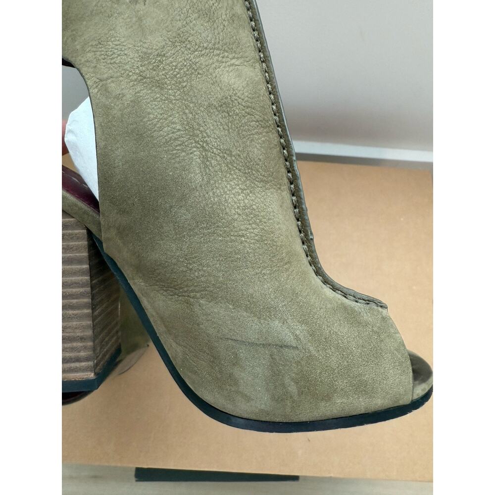Coach Saratoga Nubuck Peep Toe Booties Size 5 Olive Color - Picture 9 of 12